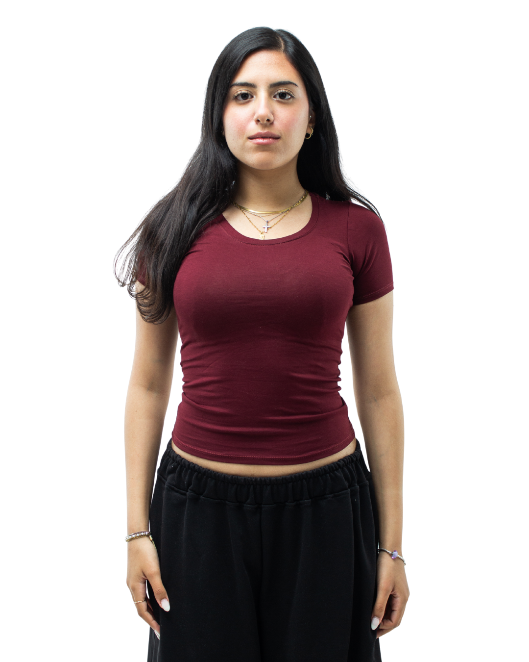Burgundy Round Neck Top