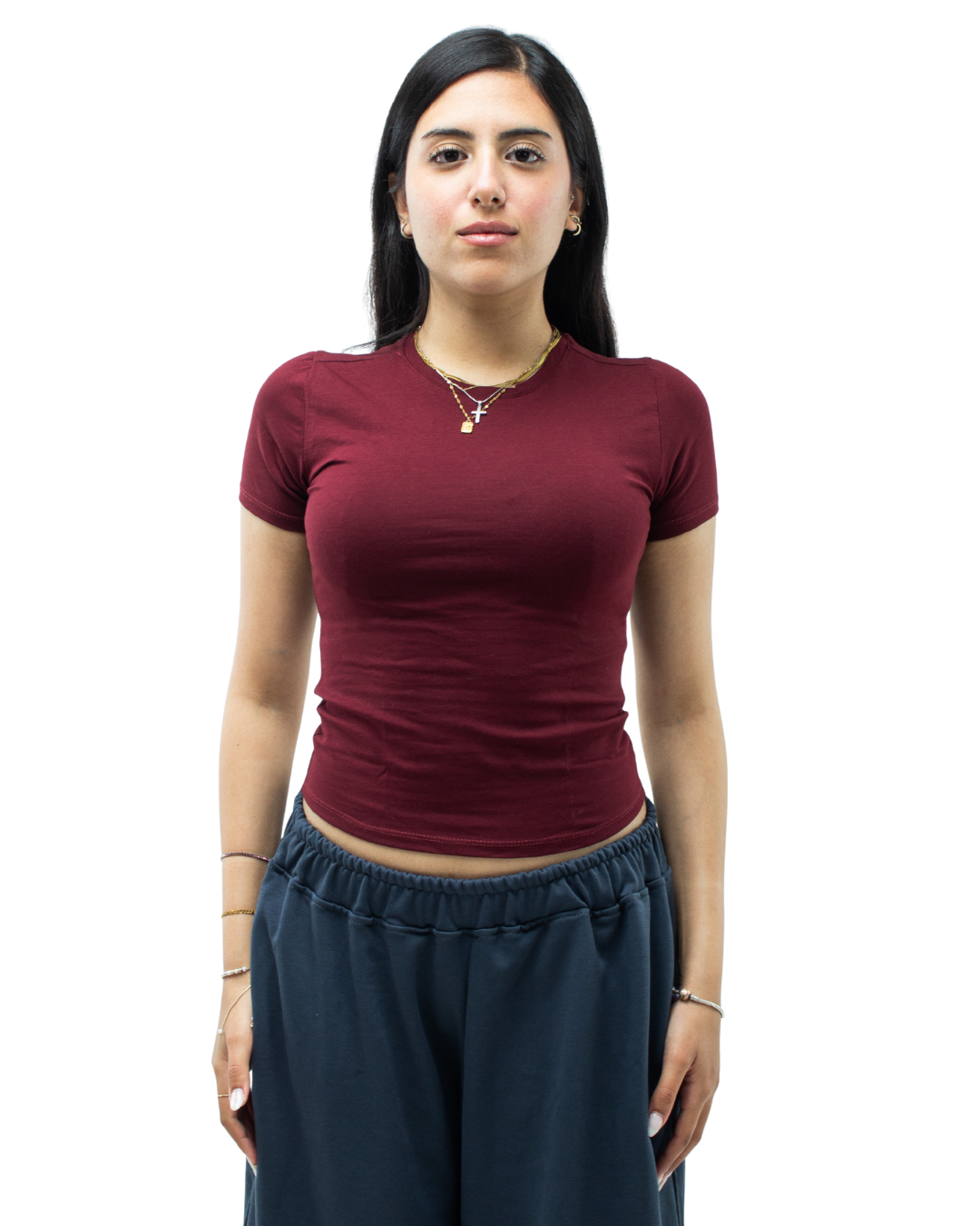 Burgundy Short Sleeve Top