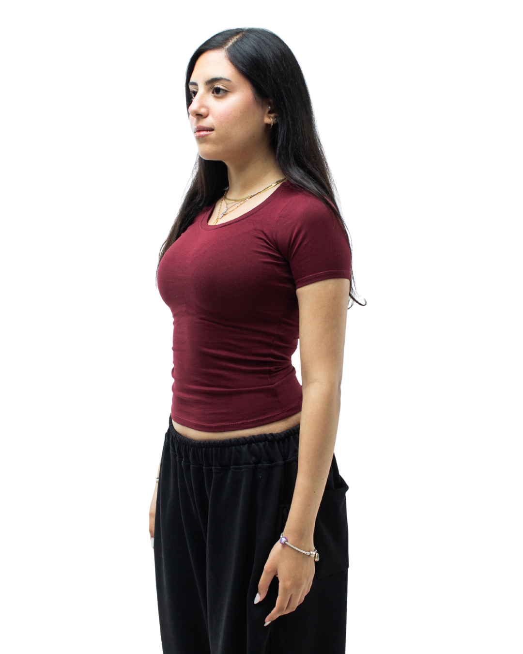 Burgundy Round Neck Top