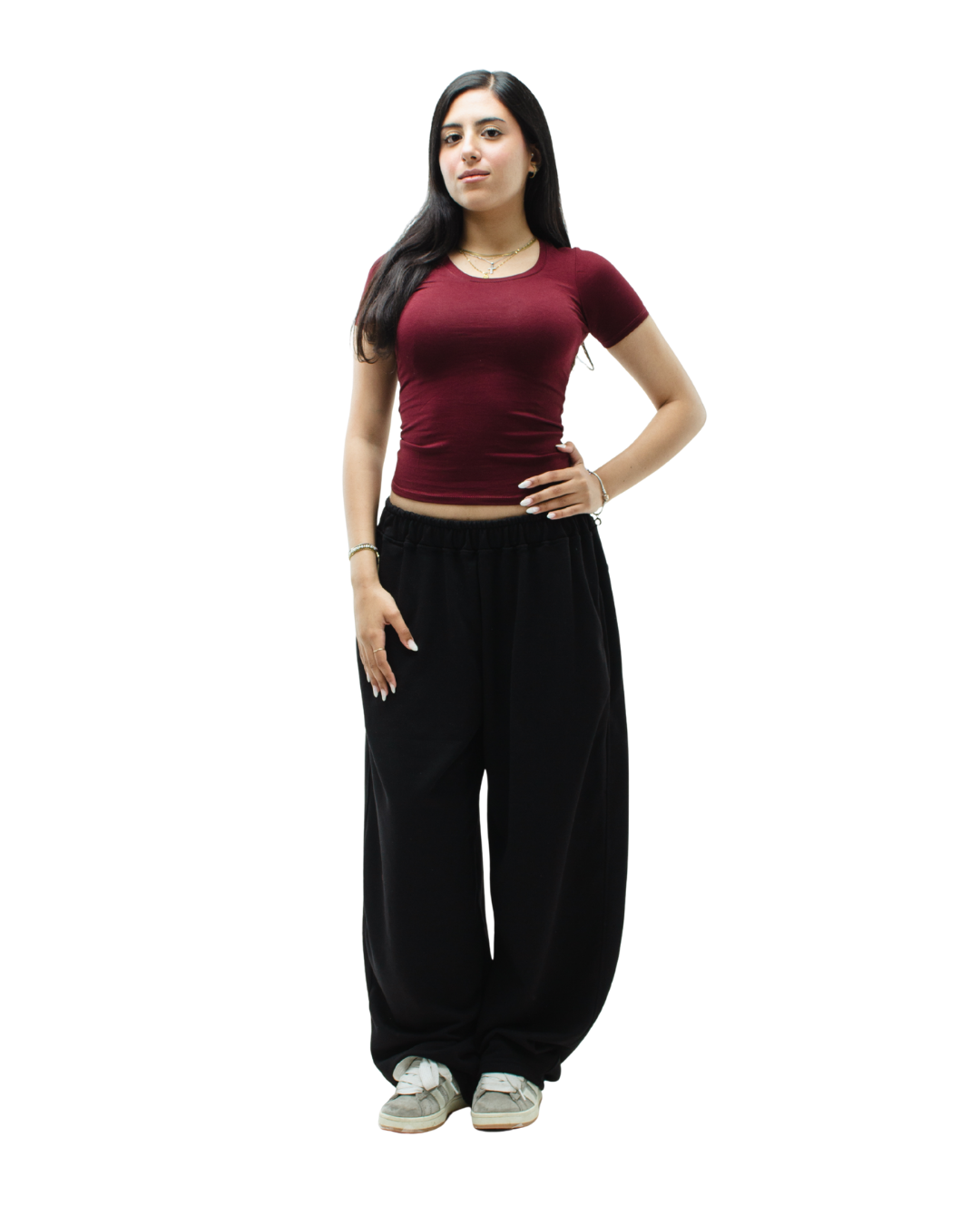 Burgundy Round Neck Top