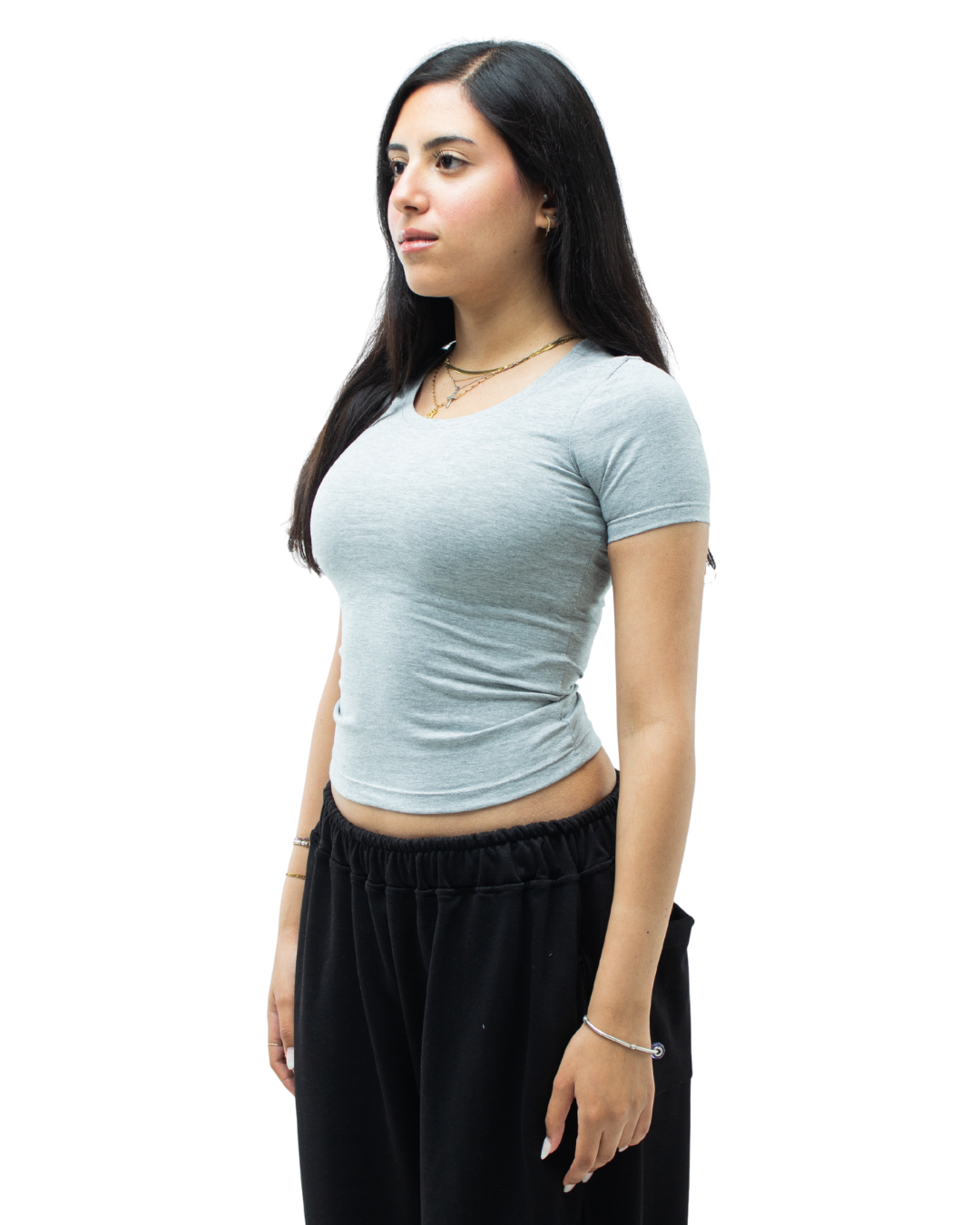 Light Grey Round Neck Top