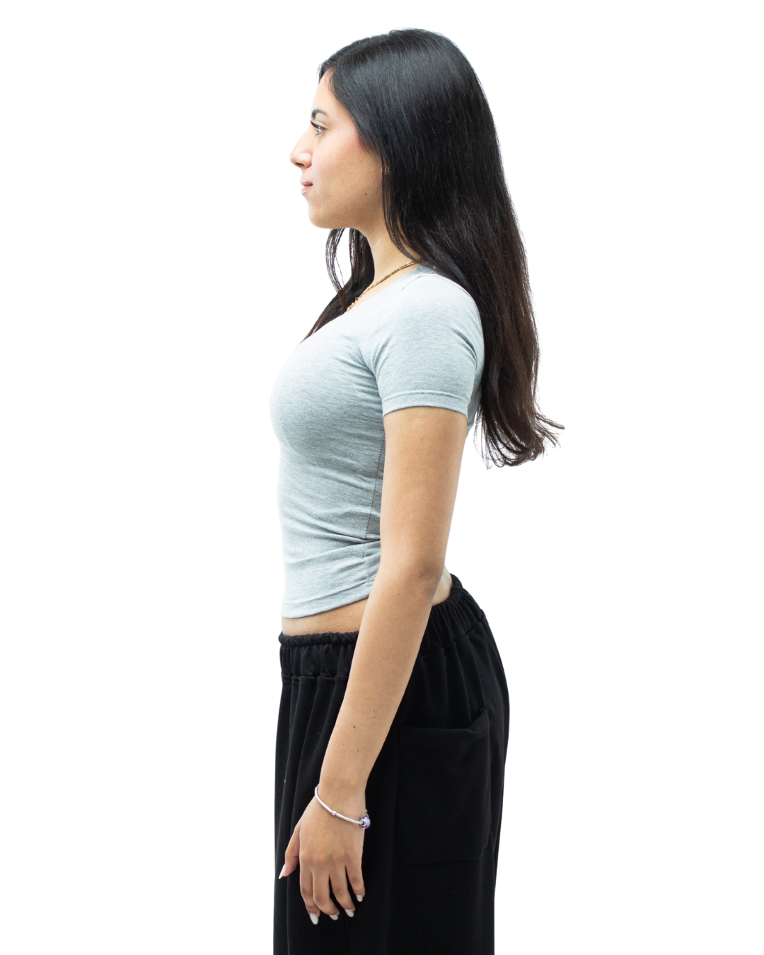 Light Grey Round Neck Top