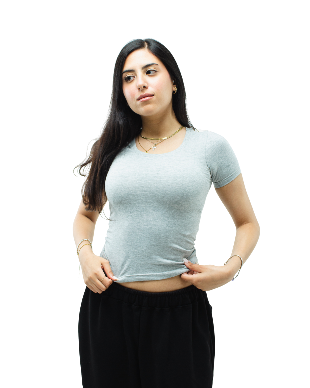 Light Grey Round Neck Top