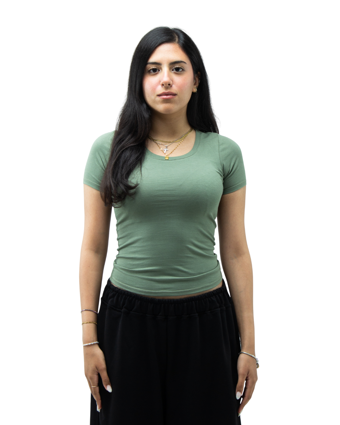 Olive Round Neck Top