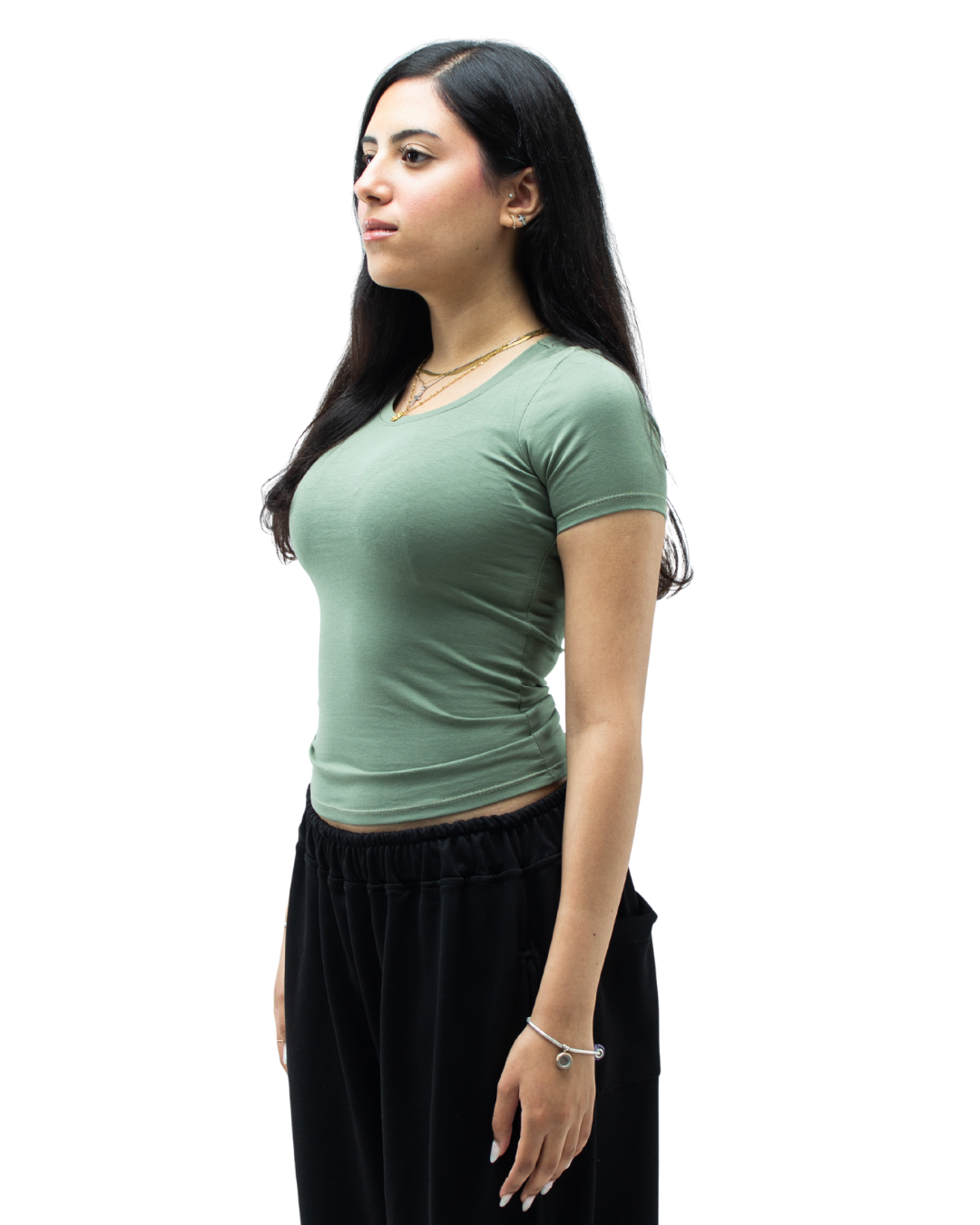 Olive Round Neck Top