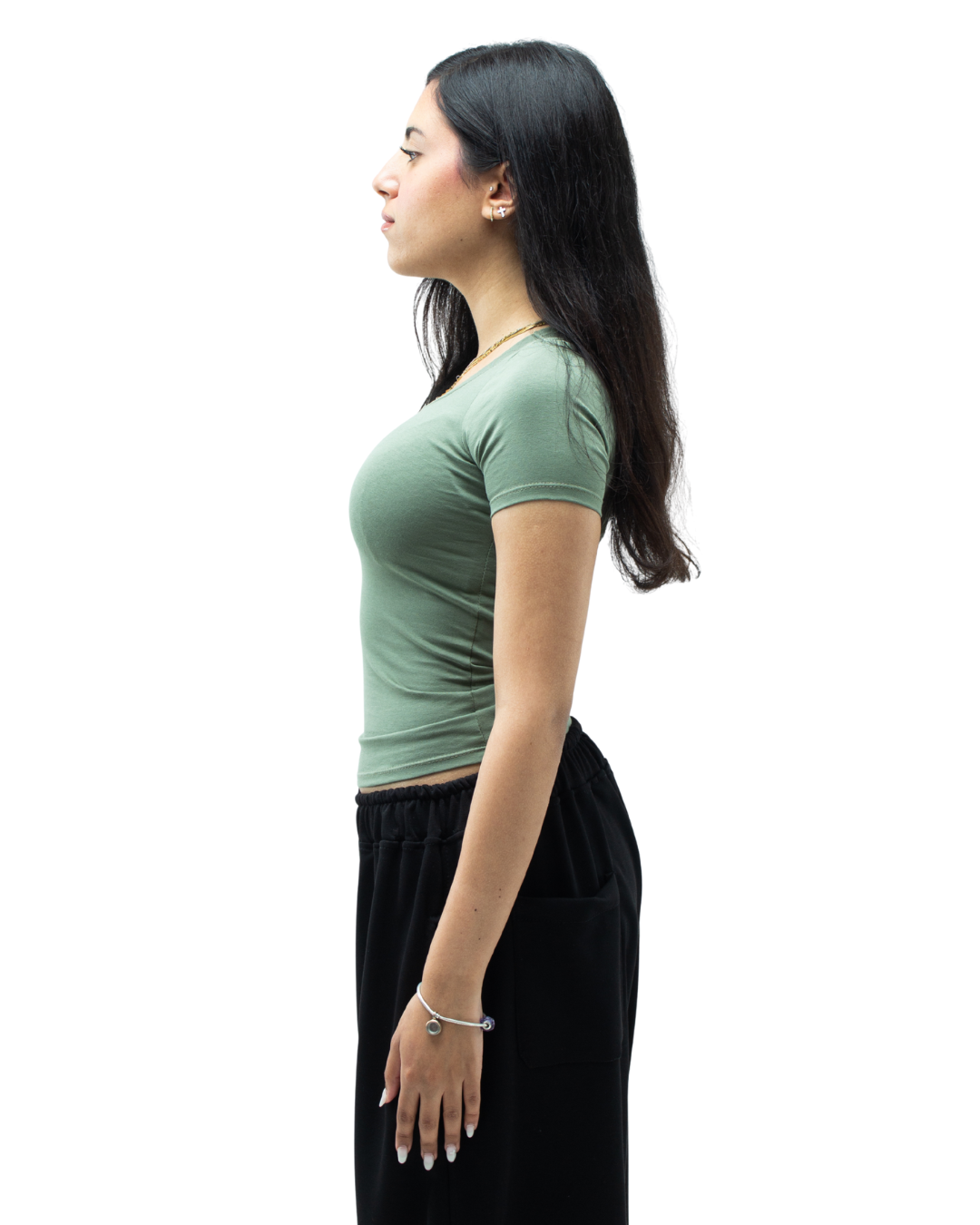Olive Round Neck Top