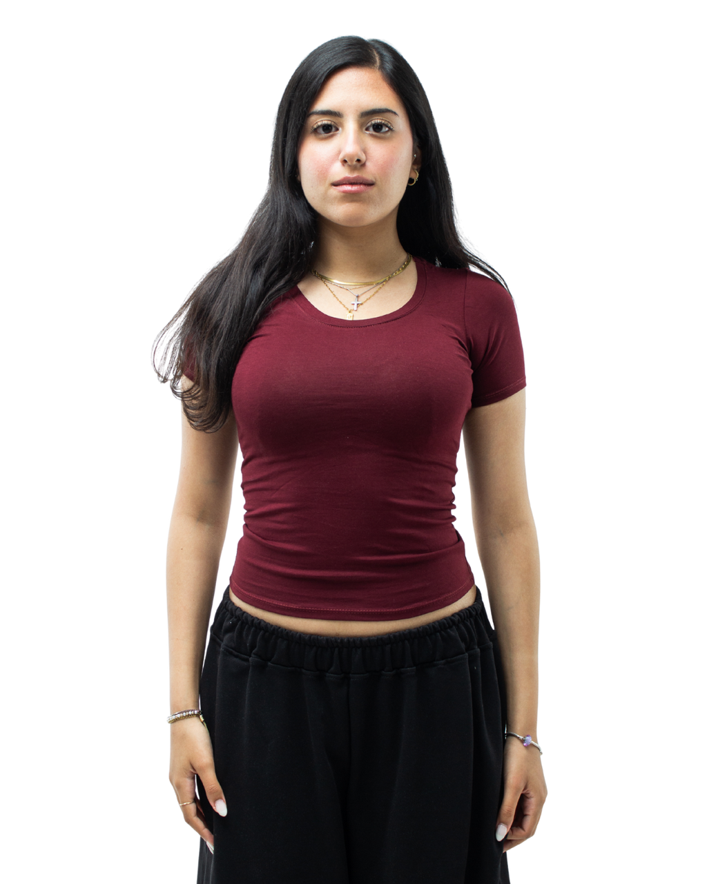 Burgundy Round Neck Top
