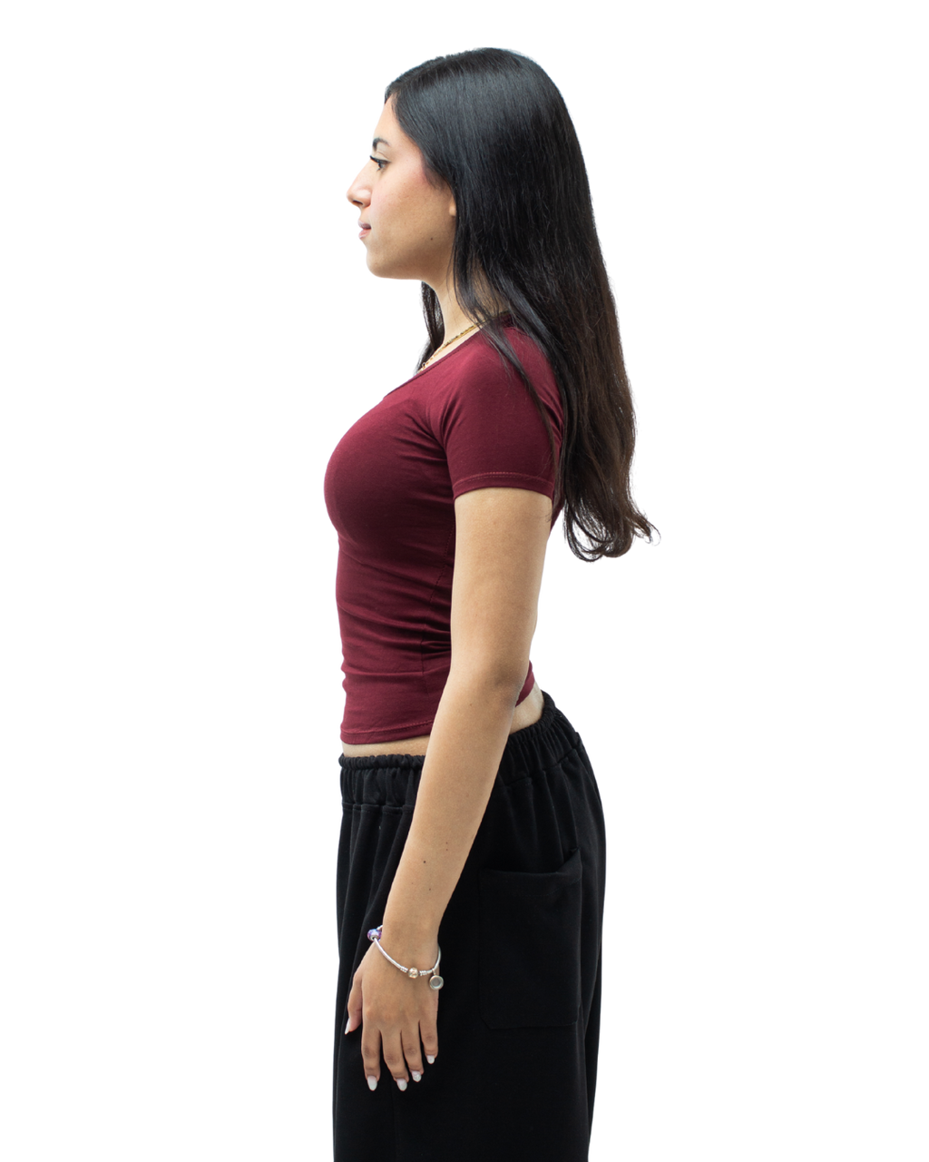 Burgundy Round Neck Top