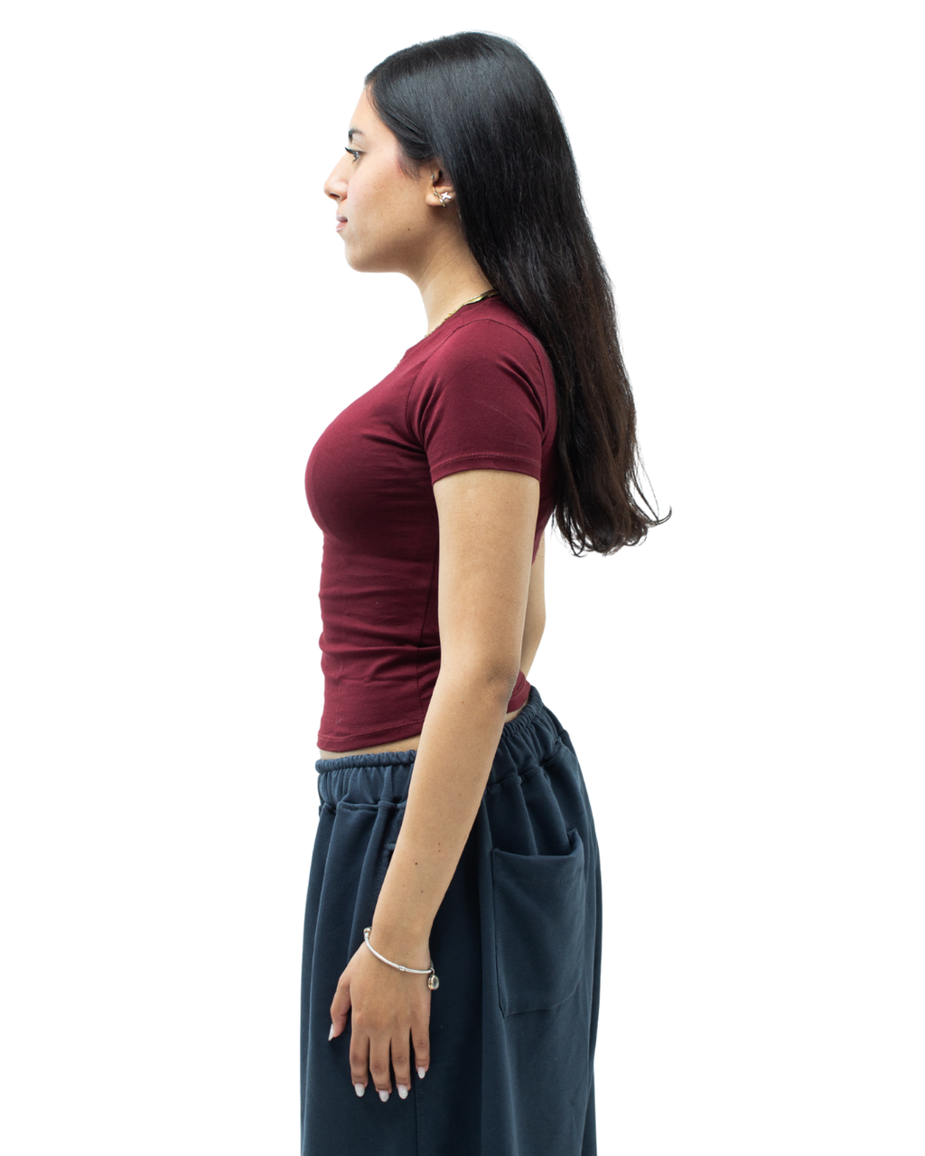 Burgundy Short Sleeve Top